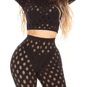 Black Fashion Nova Leggings Two Piece Set